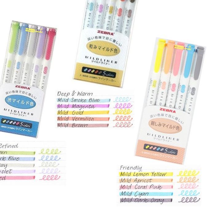 

۝ Highlighter Zebra / Zebra Mildliner Set 5 Warna ✧