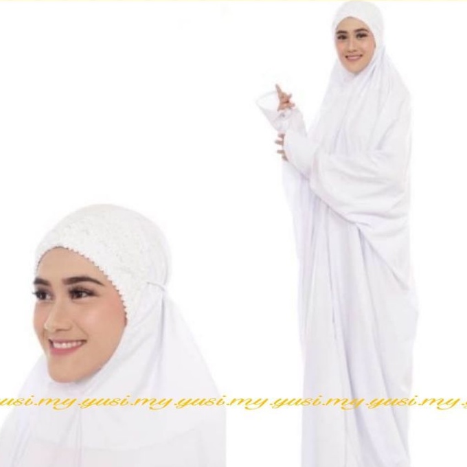 Mukena Terusan Dewasa   sari Mukena khadijah Putih hitam