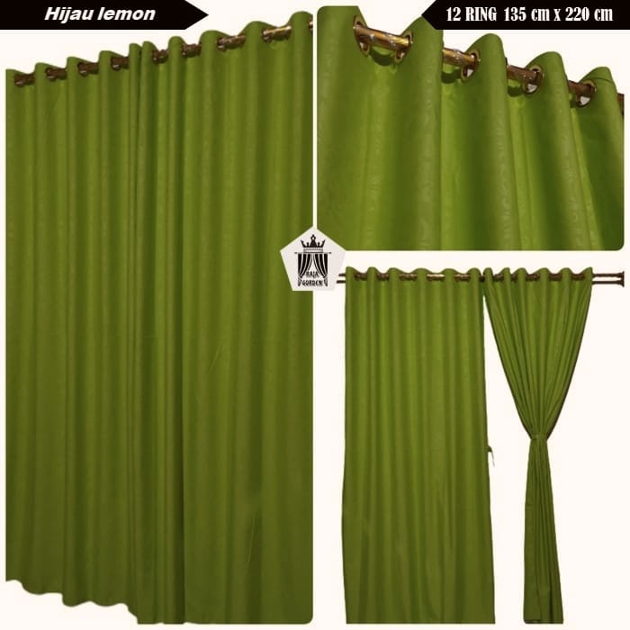 Gorden Jendela Pintu Kamar Polos Embos Warna Hijau Avocado Smokring 12 RIng