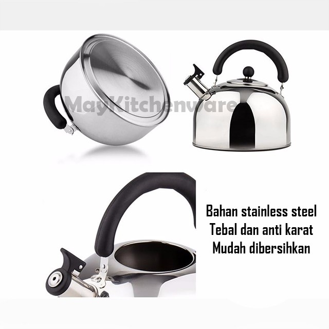 Teko Siul Stainless Steel Bunyi Ceret Seduh Teh Ketel Kettle Pemanas Rebus Air 3 4 5 Liter Warna