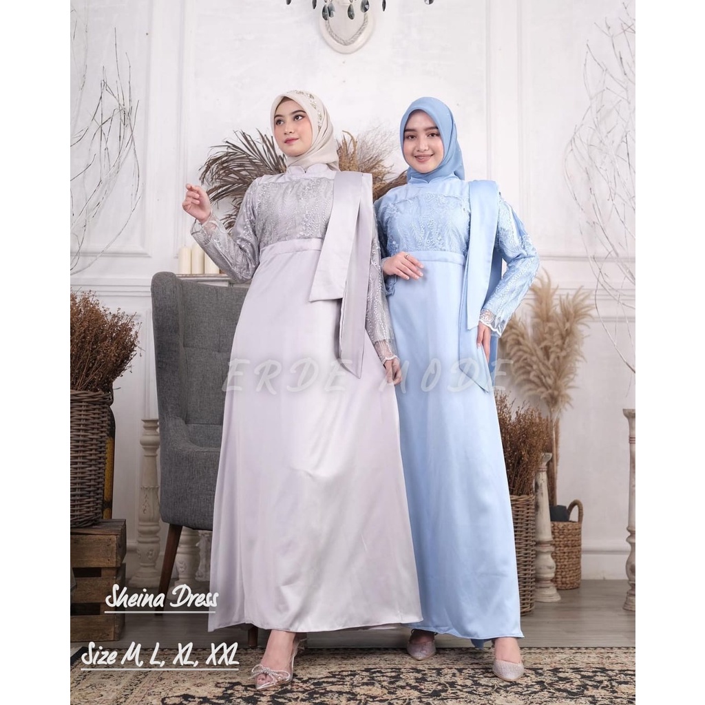 Permata Olshop / Sheina Dress RD / Baju Gamis Kebaya Kondangan /  Dress Pesta Mewah / Kebaya Modern / Bridesmaid / Gamis Salendang