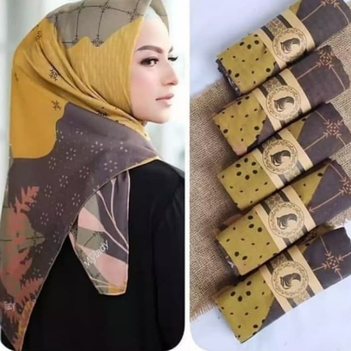 HIJAB WANITA SEGI EMPAT DEENAY KW MY LADY KUNING - Lasercut