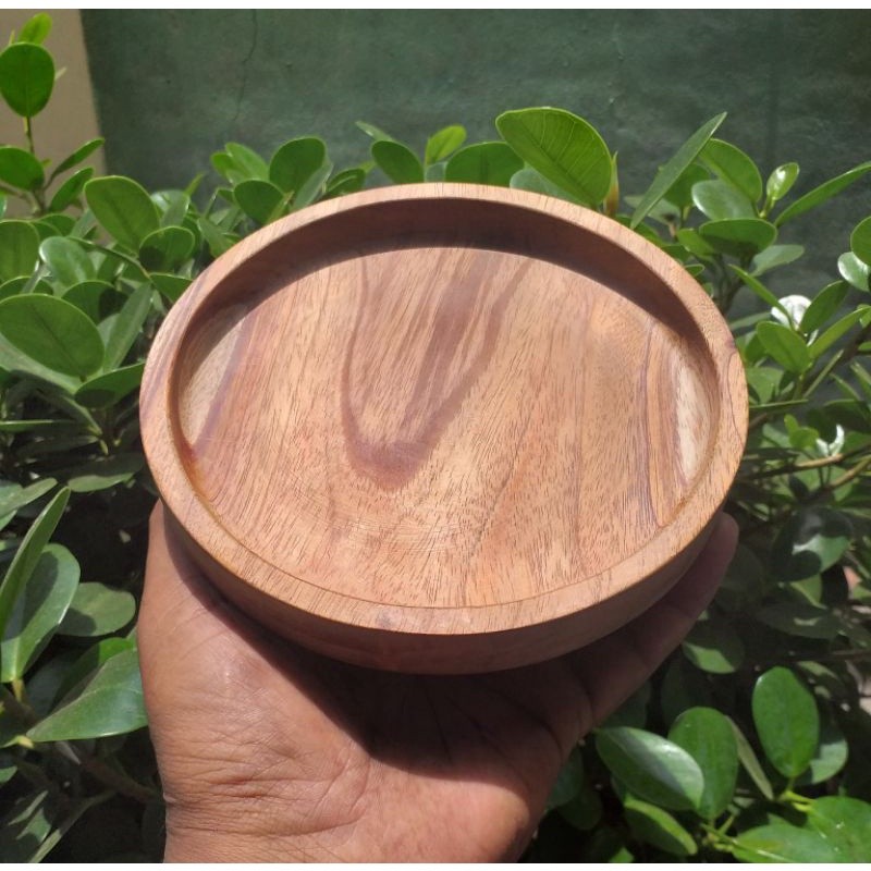 nampan kayu bulat/ coaster 15cm.mahoni
