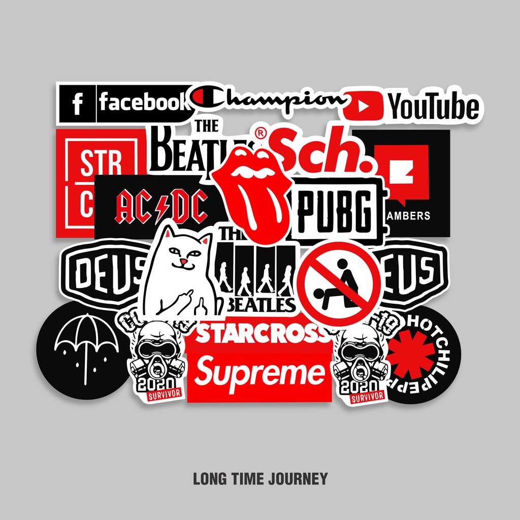 STIKER GRAFTAC - SERIES 2color RED 19pcs - STIKER AESTHETIC LAPTOP, AKSESORIS HP, ANTI AIR, MOTIF,HELM,TUMBLER