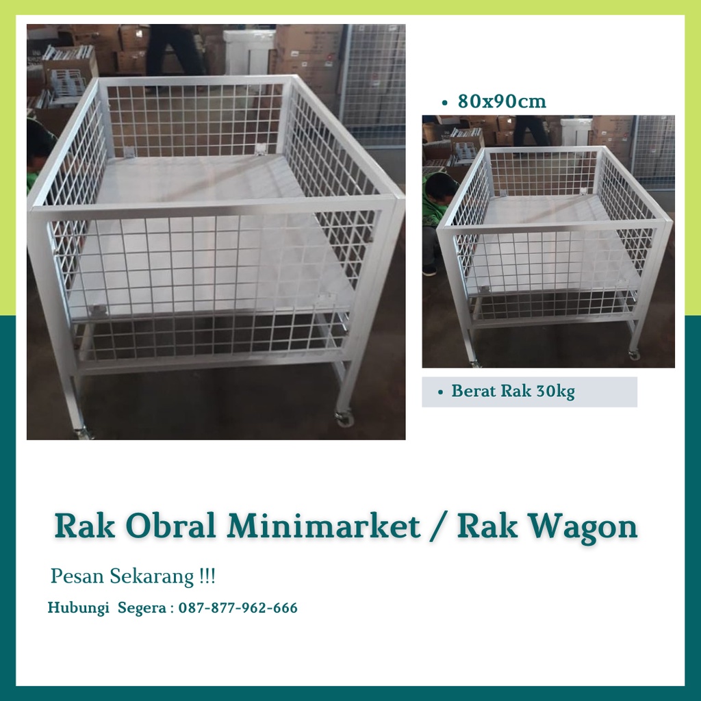 Wagon rak / Rak Swalayan / Rak supermarket / Rak obral - Putih