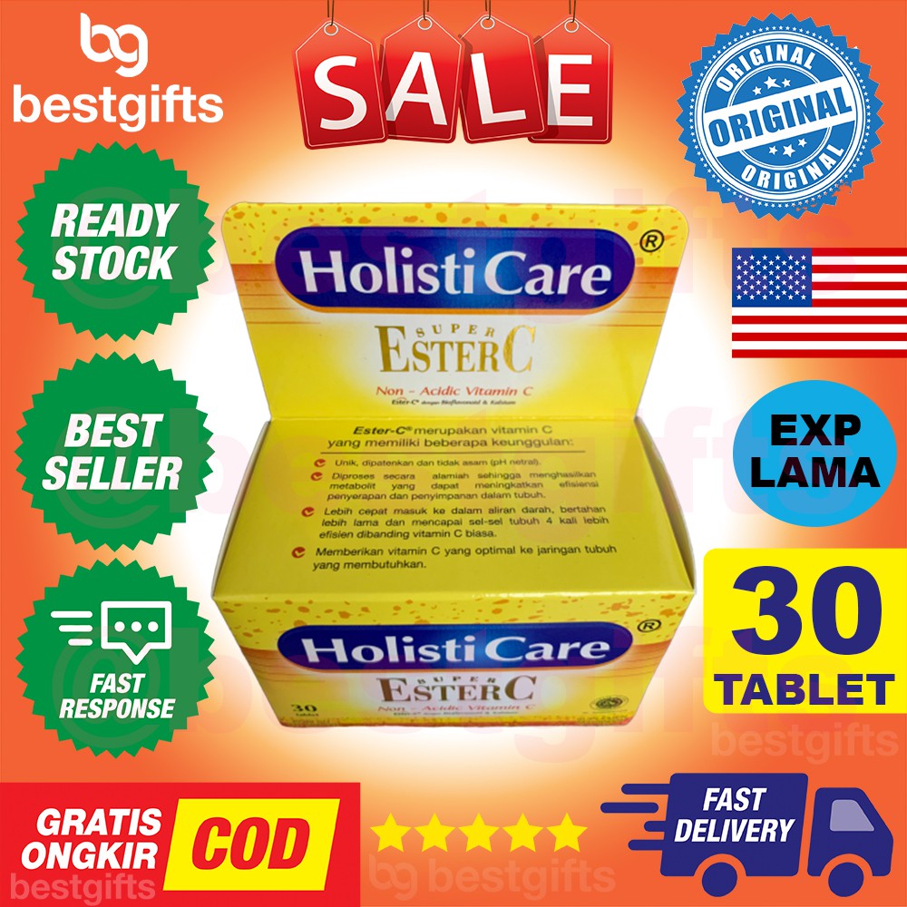 HOLISTI CARE SUPER ESTER C VITAMIN VIT C 320 MG ANTIOKSIDAN KEKEBALAN DAYA TAHAN TUBUH FLU 30 TABLET