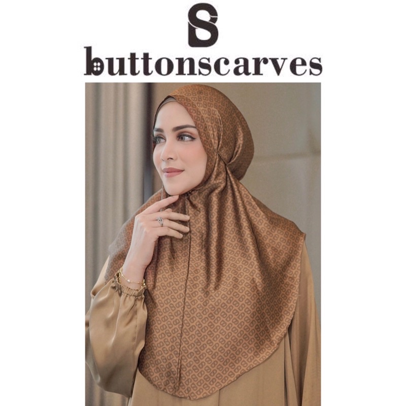 [New Box Lengkap] Buttonscarves - The Tapis Slip-On / Jilbab Instan Buttonscarves - Rust