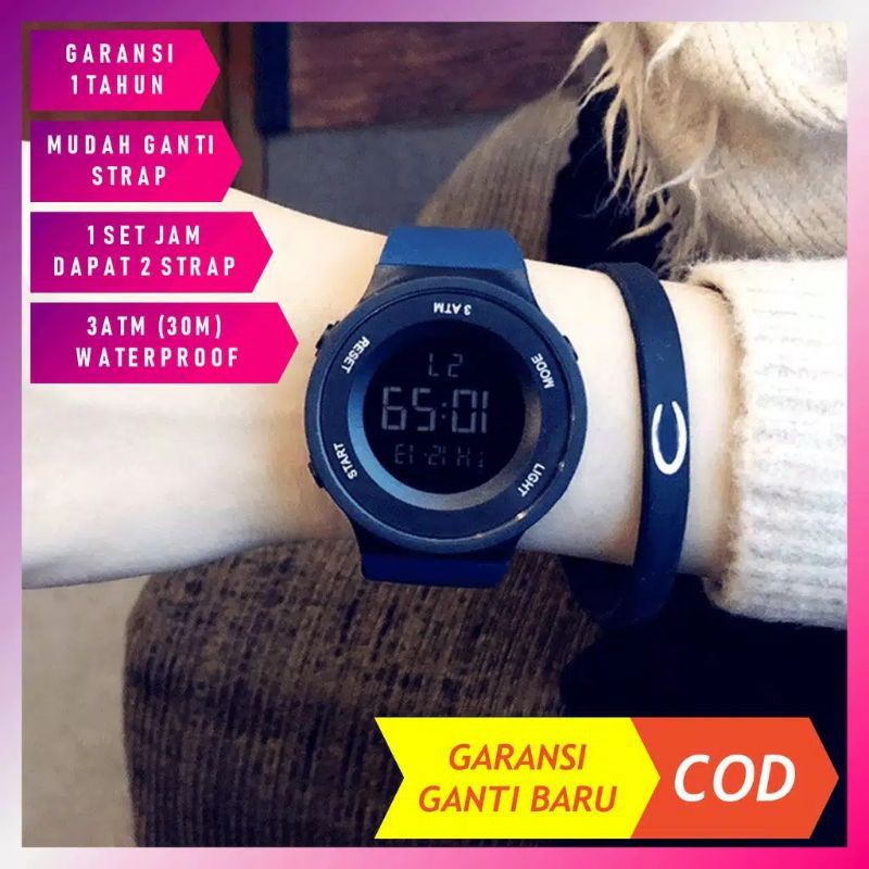 Jam Tangan Pria Wanita Cowok Cewek Digital Sport Ninocs Sporty Original 100% Anti Air Garansi 1Tahun