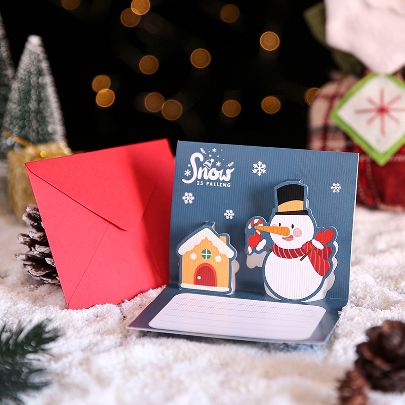 Kartu Ucapan Model Lipat Desain Kartun 3d Dengan Amplop Kosong Untuk Natal