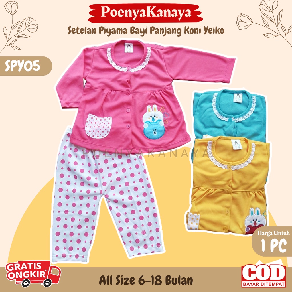 Setelan Baju Bayi Piyama Bayi Panjang Perempuan KONI Yeiko 6-18 bulan SPY05