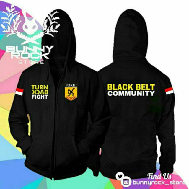 Jaket Hoodie Zipper FORKI KARATE BLACK BELT