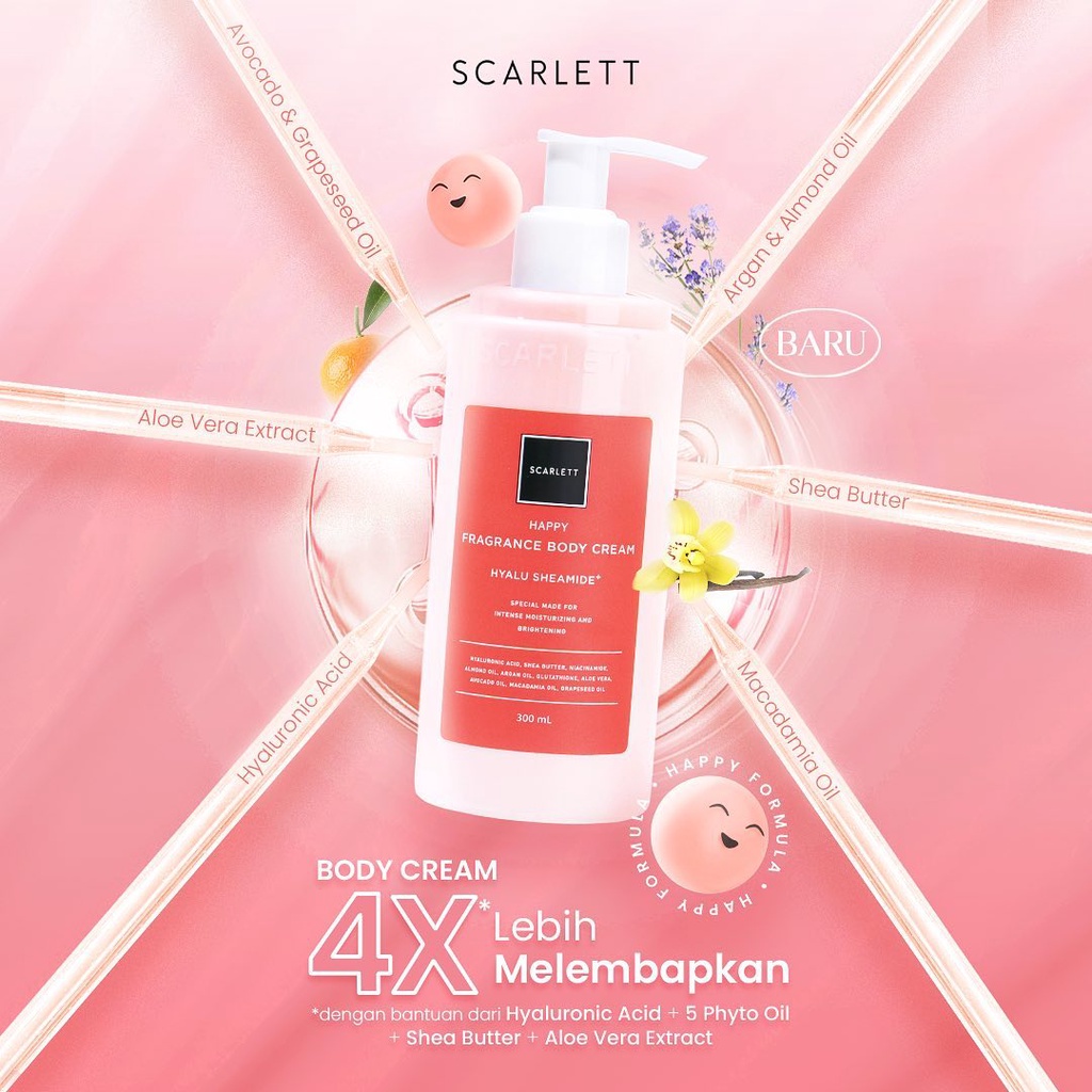 SCARLETT HAPPY SERIES - Scarlet Whitening Original BPOM - Shower / Body Scrub / Serum / Cream / Lotion