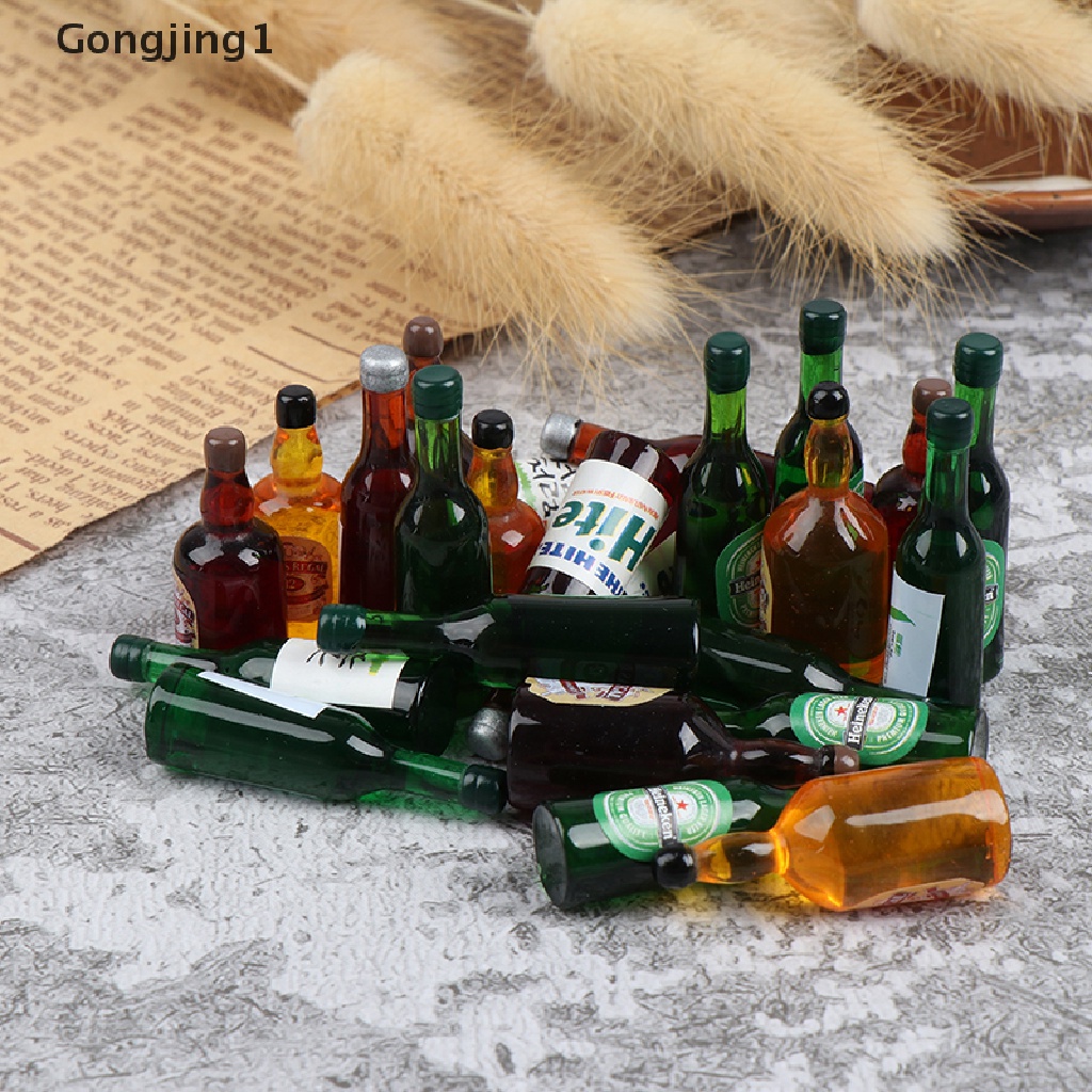 Gongjing1 8pcs Miniatur Botol Wine Mini Dekorasi Rumah Boneka 1: 12