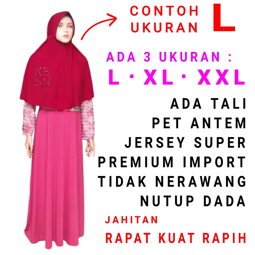 HIJAB L JERSEY PREMIUM NUTUP DADA PET TALI DEWASA- JILBAB KHIMAR KERUDUNG / READY GROSIR BPL TEEN BPL DEWASA BPL XL JUMBO JENIRA PAMELA FAMELY -kode KBSN 212  AO-4