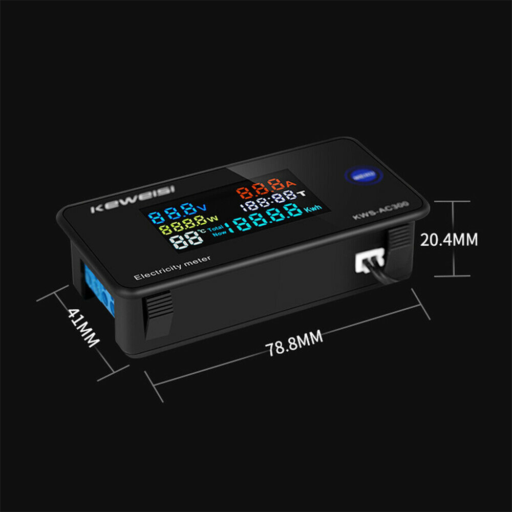 6 In 1 KWS-AC300 Trafo built-in Digital Voltmeter Current Power Temperature Energy Layar Lcd Warna Tegangan AC 50-300V Untuk Alat Elektronik