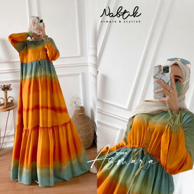 Gamis rayon terbaru ASMARA maxy free masker ORI by nabtik