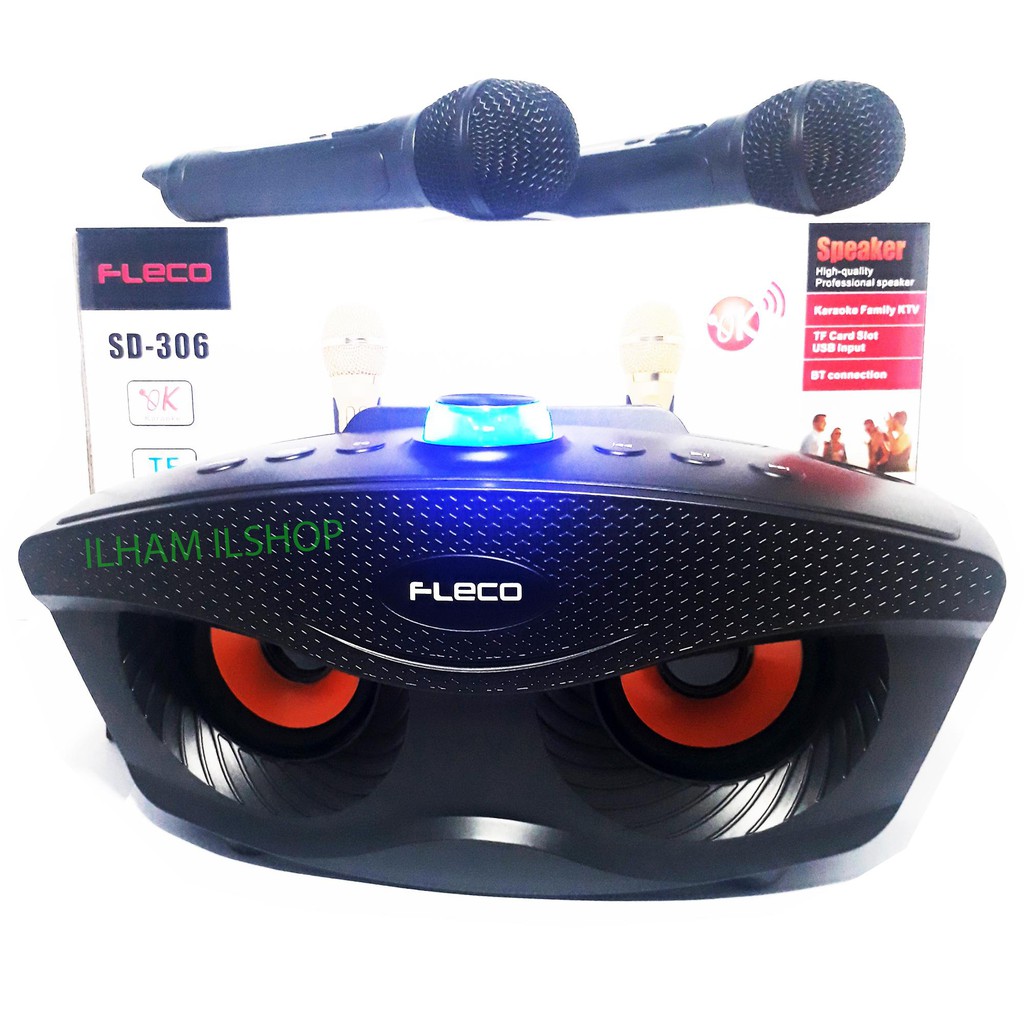 Fleco FL 311 Karaoke Speaker Bluetooth + 2 Microphone Wireless Black