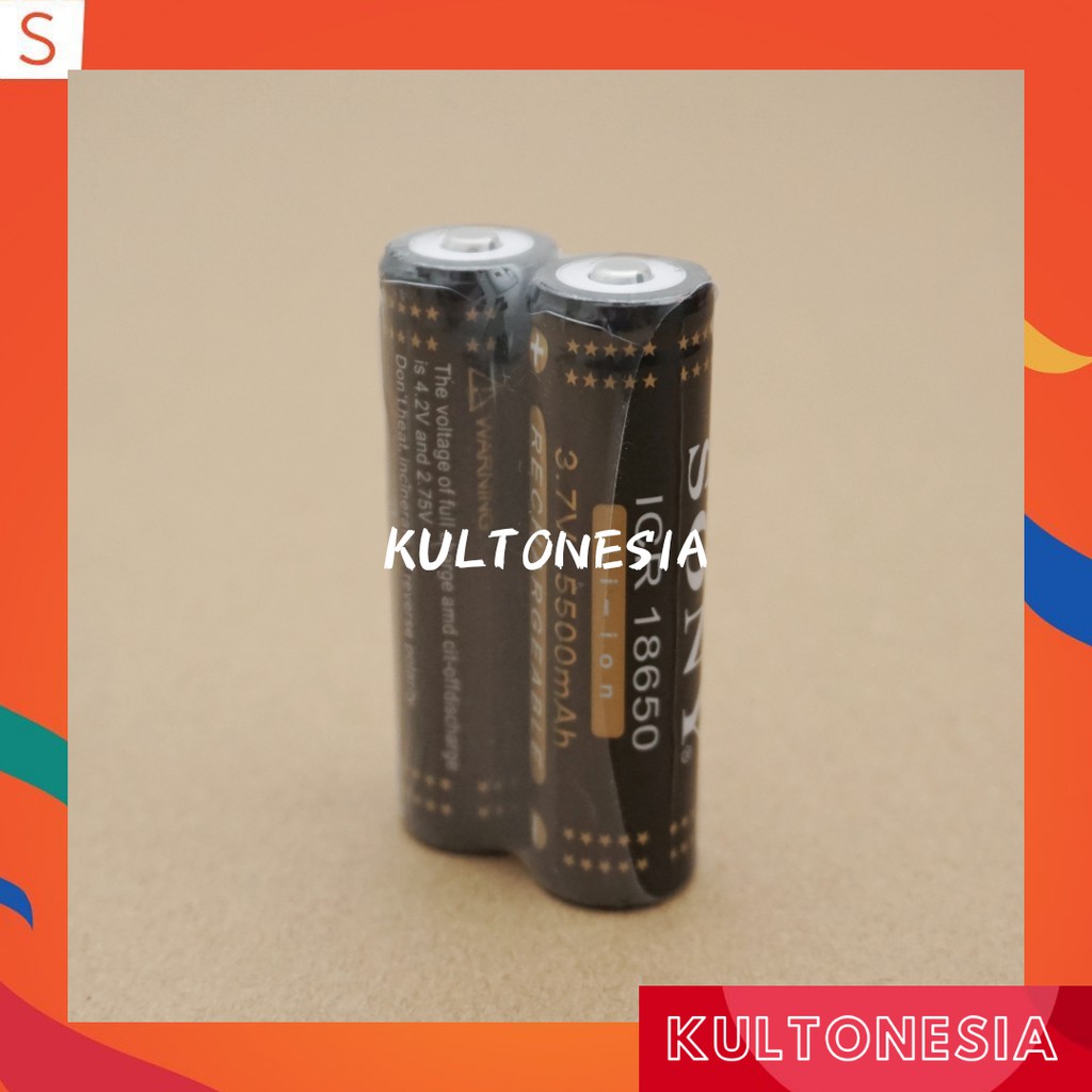 1pcs Baterai cas 18650 SONY 5500 mAh BATERAI+SENTER+POLICE+SWAT