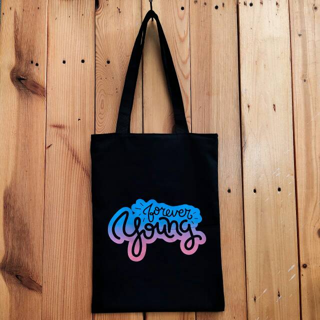 Totebag / String bag ransel serut sablon  FOREVER YOUNG / kpop / korea || Kiiyoomii