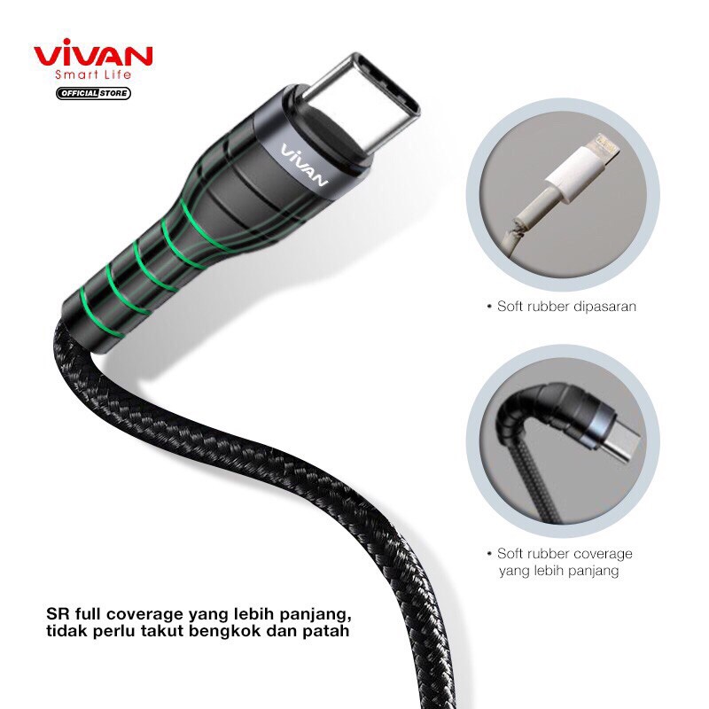 VIVAN KPD120 Kabel Type C to Type C Original Fast Charging Power Delivery 60W 3A Support Macbook