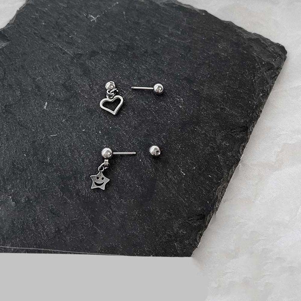 Mxbeauty Anting Perak Wanita Gadis Sederhana Menyusui Tindik Telinga Stud Cherry Star Musim Panas Anting Cinta Anting Gaya Korea Earring