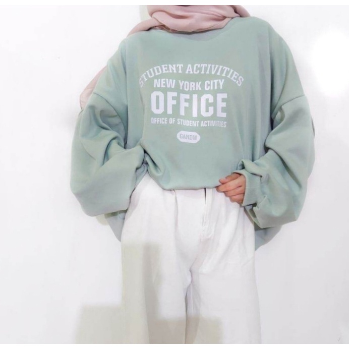 OFFICE Crewneck Oversize Oblong Sweater Wanita Terbaru