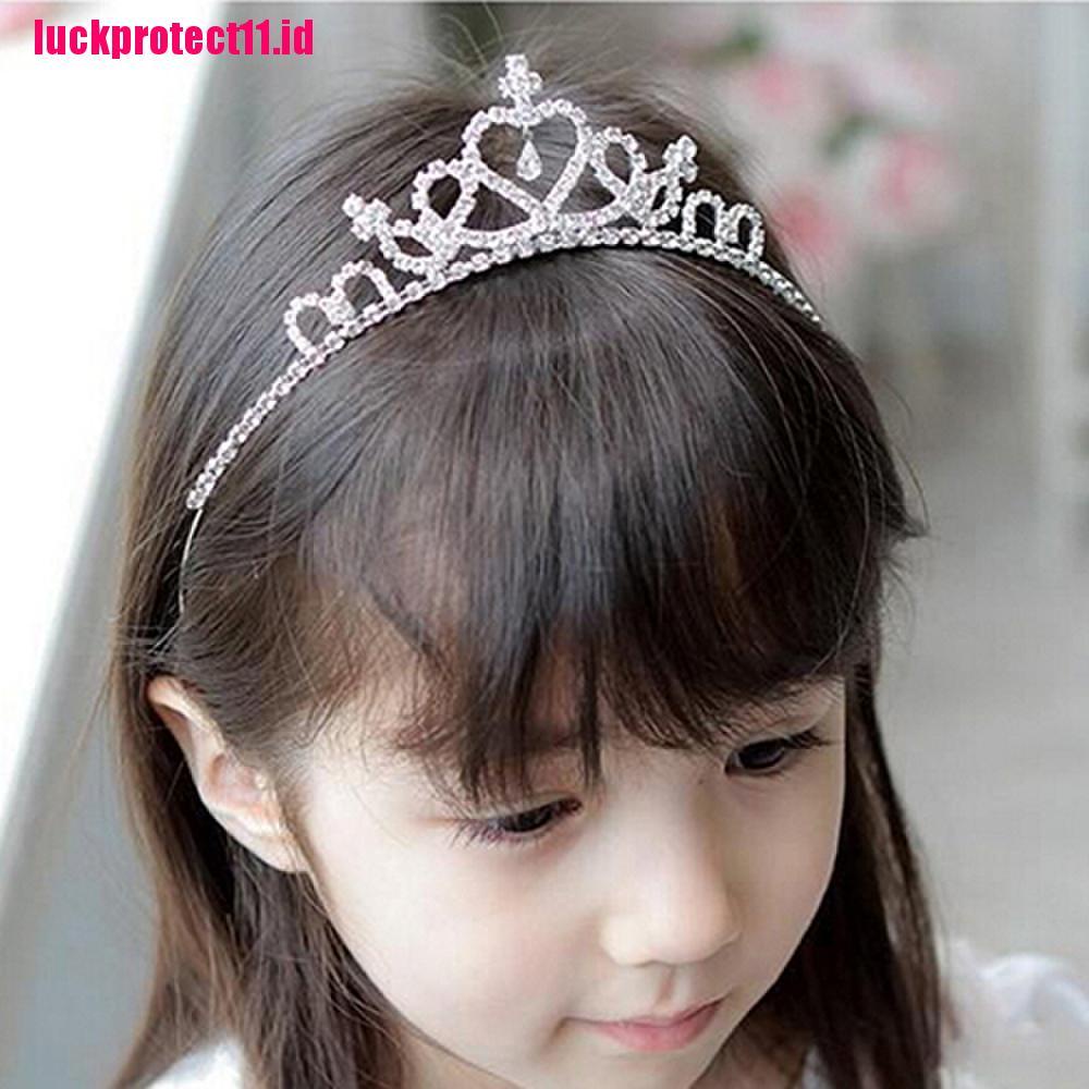 (LUCK) 1pc Bando Mahkota Princess Hias Kristal Berlian Imitasi Untuk Bayi / Anak Perempuan