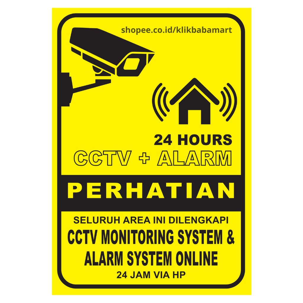 

STIKER CCTV+ALARM VINYL HIGH QUALITY LAMINASI GLOSSY STICKER 1/2 A4 Y3