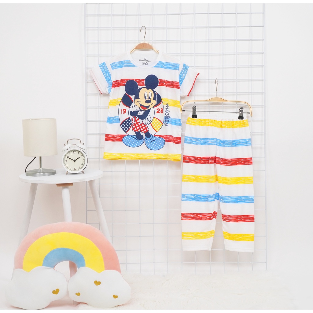 (MICKEY SALUR)Baju Anak Kaos Anak Set Kaos Anak Lengan Pendek Set Kaos Anak Laki-laki Set Kaos Anak 