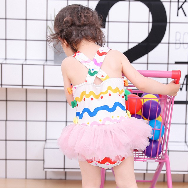 Baju renang bayi /baju spa anak import motif zigzag dengan tutu