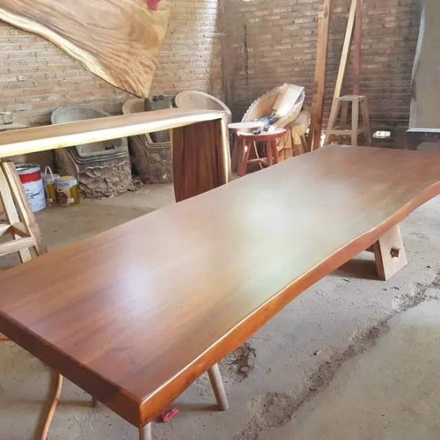 Top table meja trembesi solid, 200×100 cm