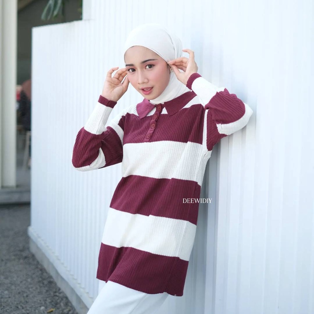 ATASAN RAJUT PREMIUM WANITA MOTIF SALUR UNTUK WANITA/ ATASAN RAJUT SALUR BUSUI / JOYA SWEATER DEEWIDIY