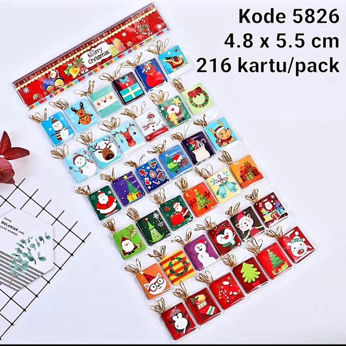 Kartu Natal Kecil 216 pcs Merry Christmas Card Hang Tag Kartu Ucapan GROSIR Kartu Natal Mini MURAH