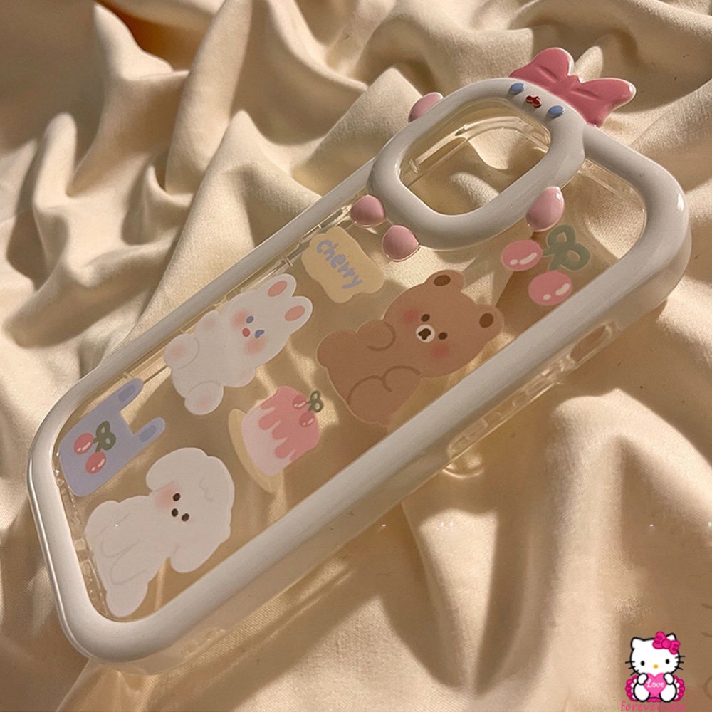 Soft Case Motif Cherry Bear Puppy Untuk VIVO Y21 Y12 Y15A T1 Y75 Y15s Y35 Y16 Y12i Y22 Y20 Y55 Y33S Y02s Y20s Y23 Y23 Y20s Y11 Y30 Y31 Y91C