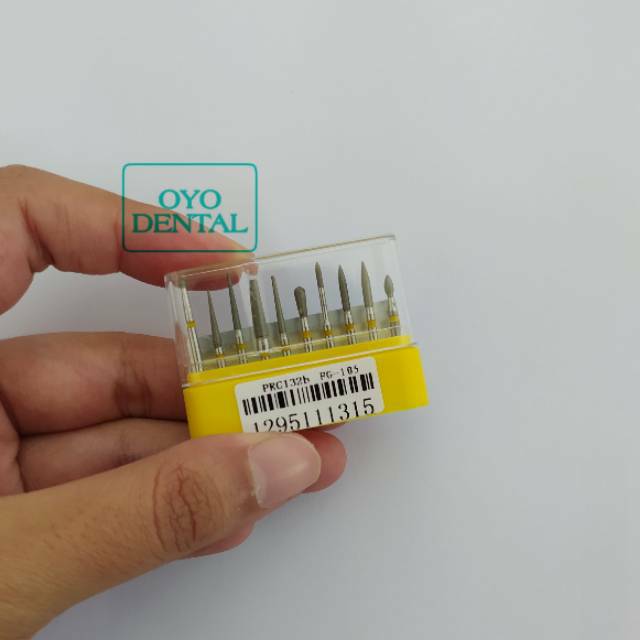 RB22 Dental diamond bur / bur finishing high speed kit / bur fine gigi polishing set / pita kuning