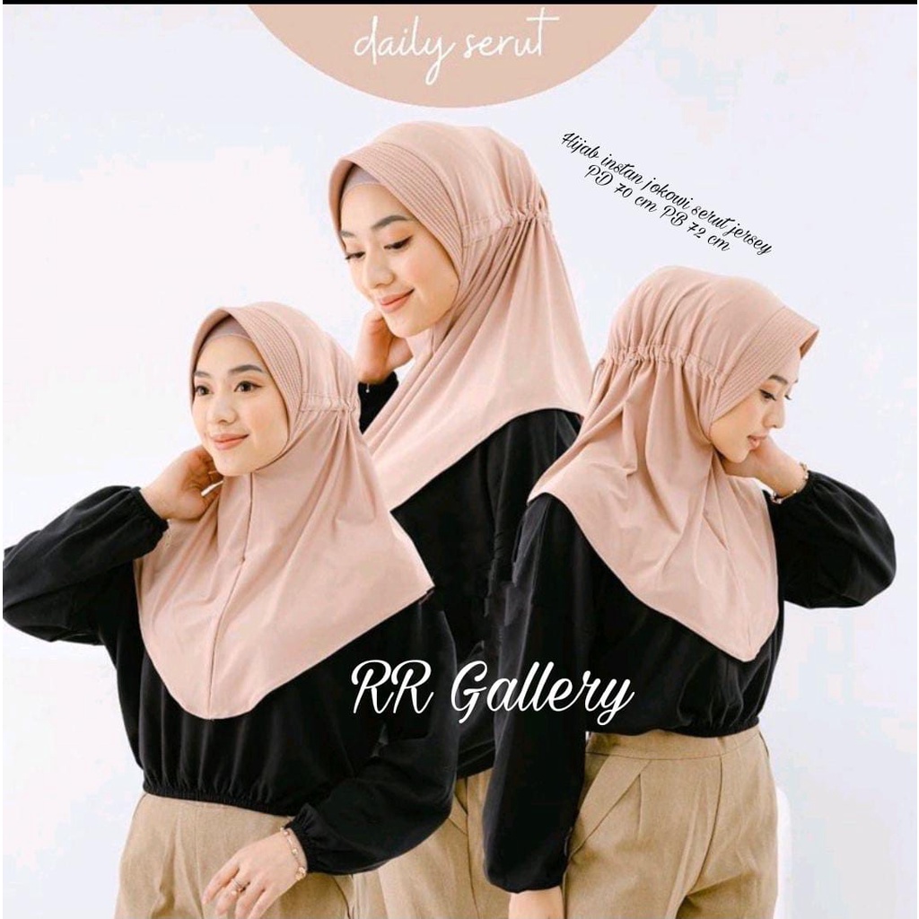 Jokowi Serut Jersey Hijab Instan Bergo COD Murah Jilbab Sorong