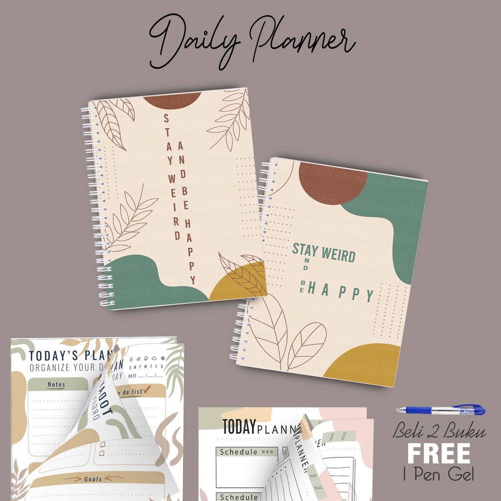 

Artomaringi Daily Planner Note Book A5 Beli 2pcs Gratis Pulpen BCB08