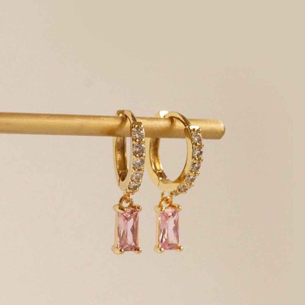 Hu Hu Hu Hu Hu Alat Bantu Pasang Kacamata♡ 1 Pasang Anting Hoop Bentuk Persegi Panjang Bahan Cubic Zirconia Untuk Kencan