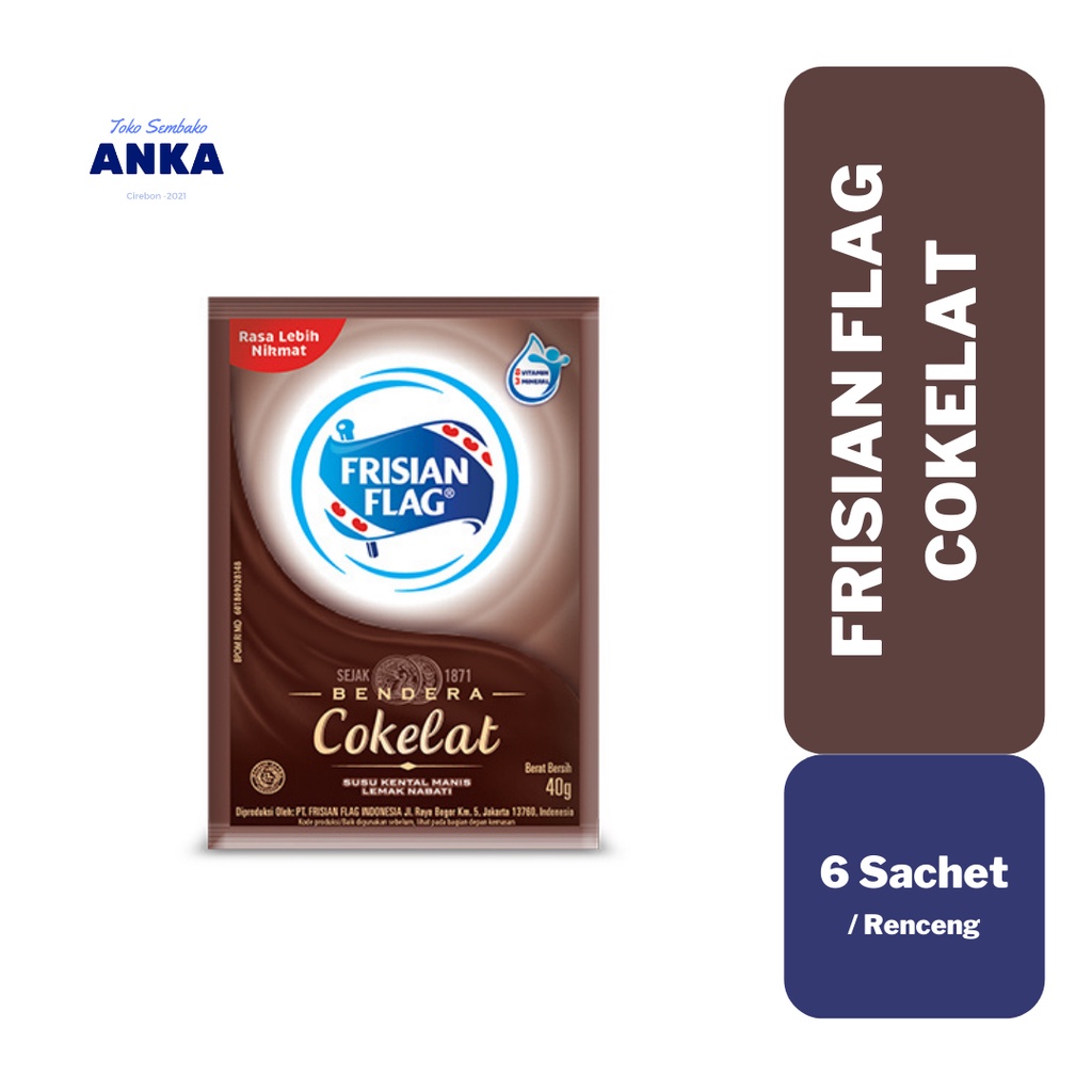 

Susu Kental Manis Bendera Frisian Flag Cokelat Sachet 40gr - 1 renteng isi 6 sachet