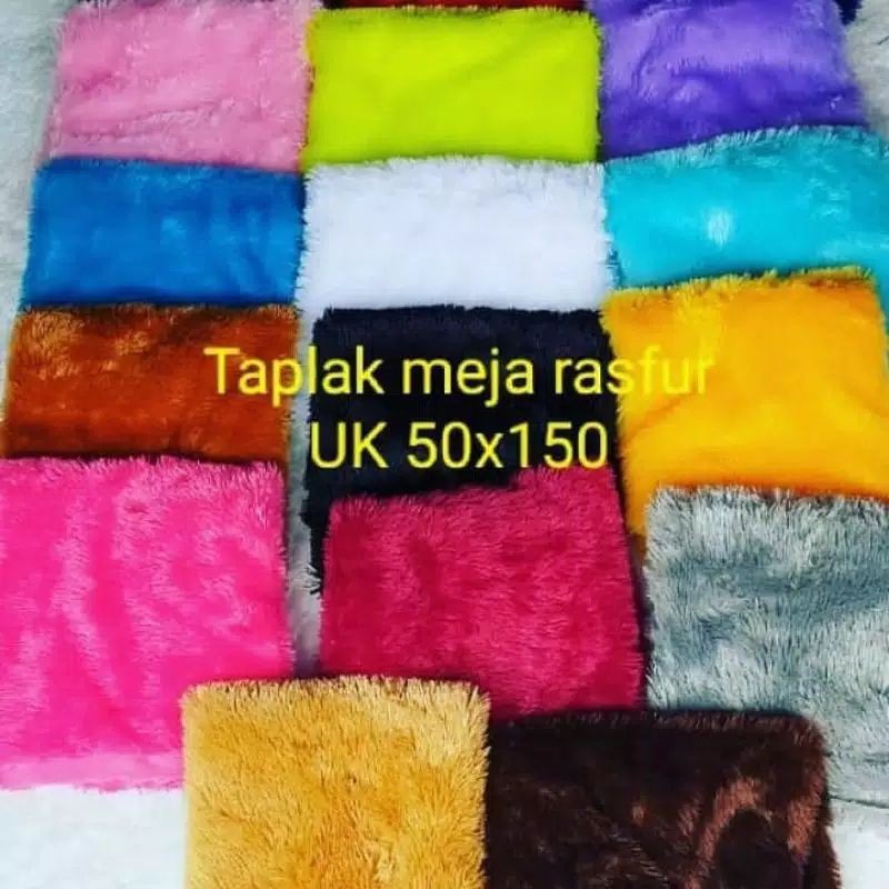 Taplak meja laspur bulu lembut -alas meja bulu laspur 50X150cm Original