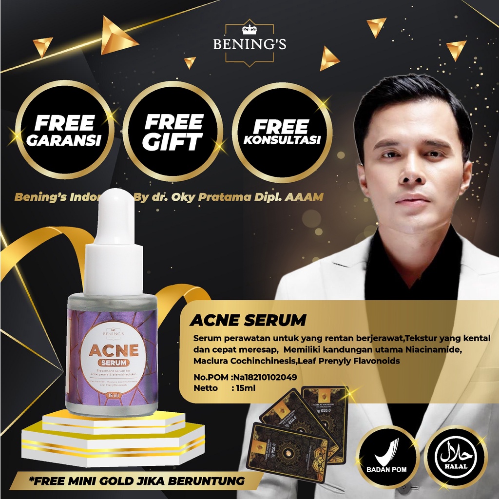 BENING'S SERUM ACNE | MENGATASI JERAWAT, BRUNTUSAN &amp; MENCERAHKAN | FREE GIFT SIAP KIRIM SELURUH INDONESIA