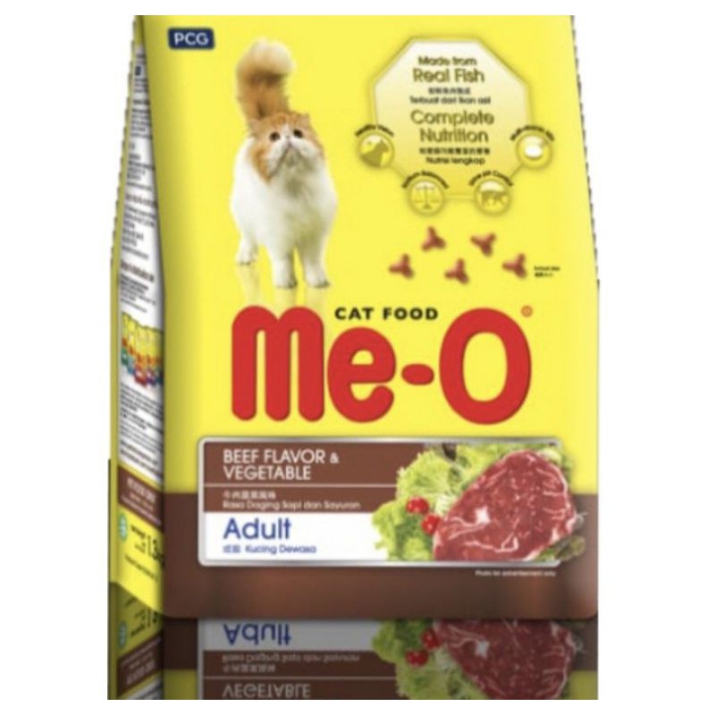 makanan kucing meo beef vegetable 500gr - repack