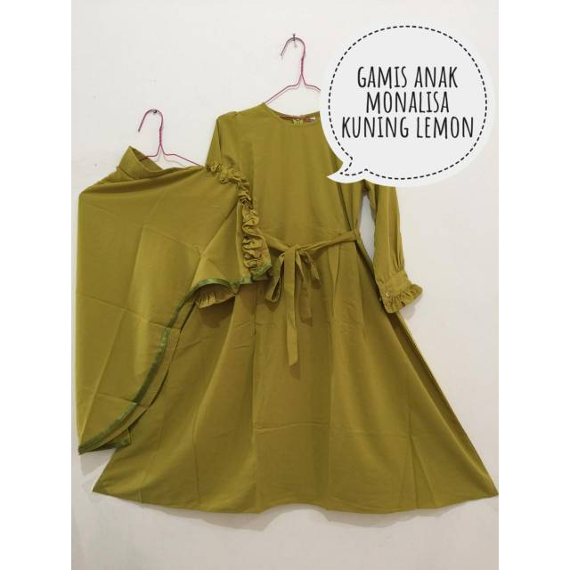 GAMIS MONALISA ANAK POLOS KUNING LEMON