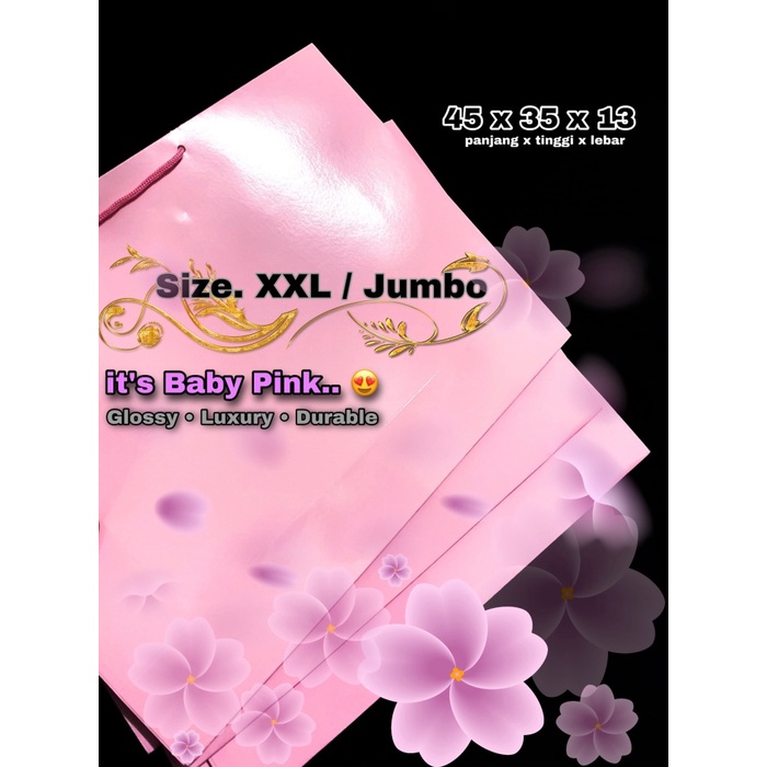 

[DISKON] paper bag / tas kertas / paperbag / warna pink XXL size besar jumbo GRATIS ONGKIR