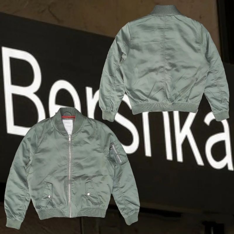 JAKET BOMBER FLYER VTG VINTAGE SLIM FIT CROPPED BALON BERSHKA PRELOVED SECOND ORIGINAL