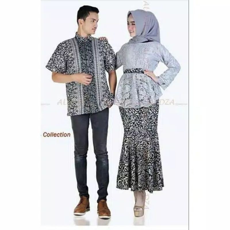 SET BAJU KEBAYA COUPLE/KEBAYA AURORA BATIK/KEMEJA SEMI SUTRA/COUPLE BATIK