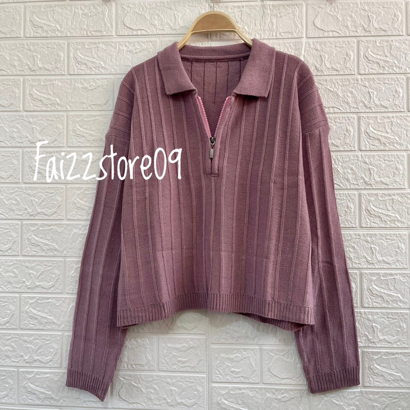 MIKI KNIT CARDIGAN RAJUT RESLETING KERAH WANITA