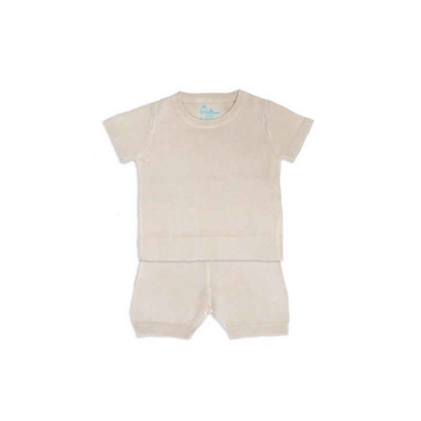 Bamboo And Bub Finley Knit Short Sets - Baju Setelan Anak Kecil Bayi Lucu Rajut Bamboo Bambu Adem Rumah