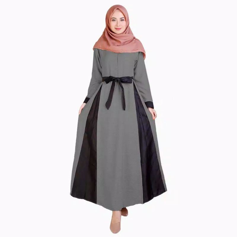 Long Dress Gamis maxi Wanita Muslim kombinasi warna - Lestari