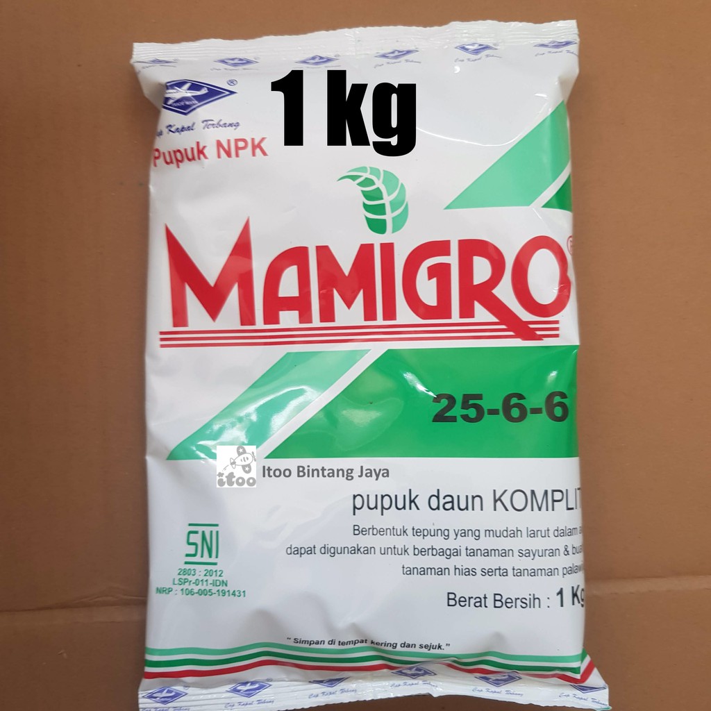 Pupuk Lengkap Mamigrow Hijau Daun 25 6 6 Kemasan 1 Kg